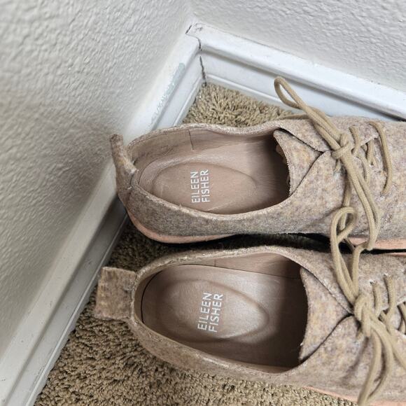 EILEEN FISHER Nims Platform Oxford In Felt Tan Size 7 - Picture 3 of 9